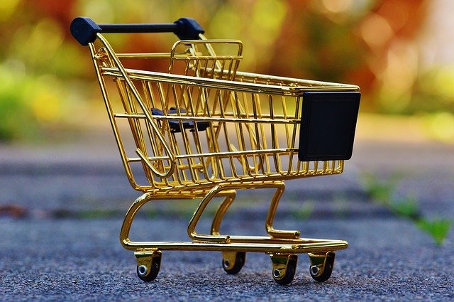 gold shopping cart for products and other services